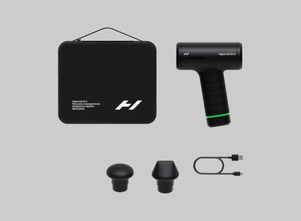 Zestaw Hypervolt Go 3 - urządzenie, dwie końcówki, etui i kabel USB-C