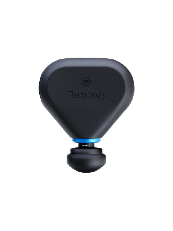 Theragun Mini Plus z logo Therabody na obudowie