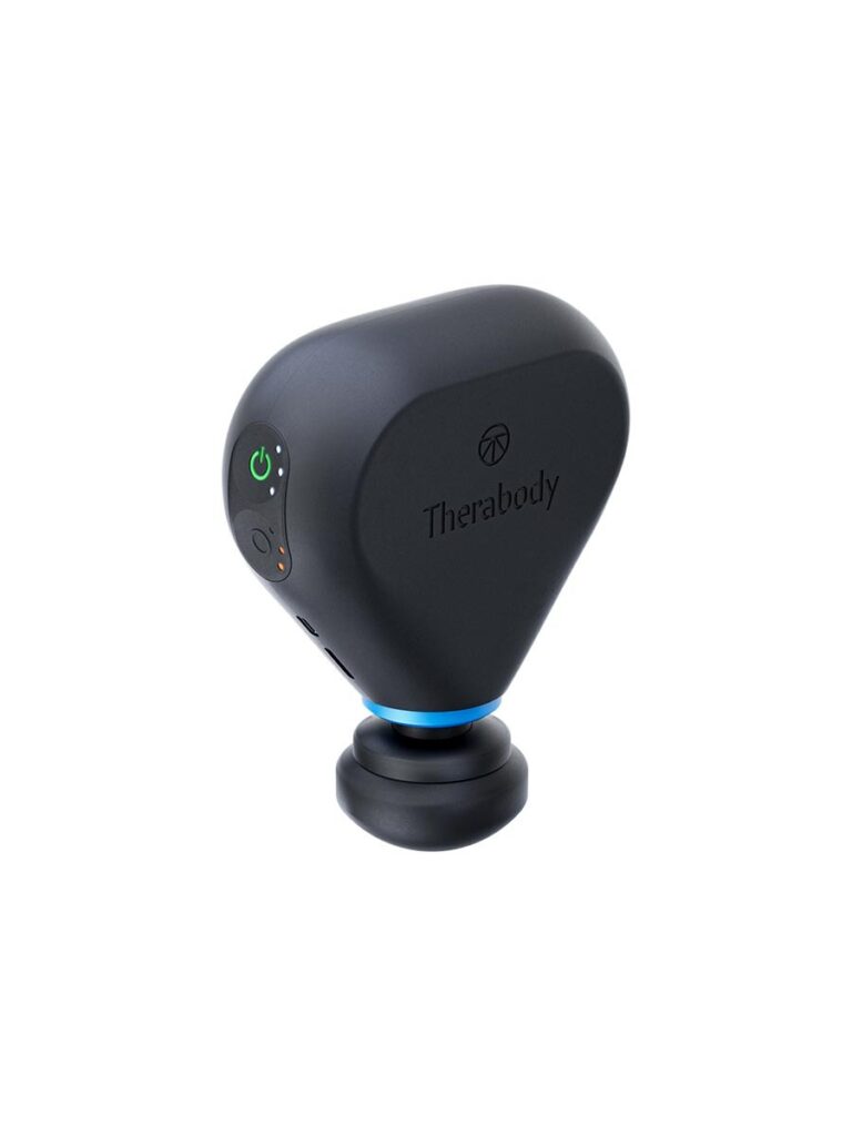 Theragun Mini Plus - przyciski wyboru prędkości i podgrzewania